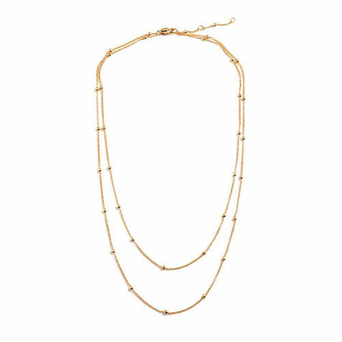 Double layered choker necklaces in gold plating women beaded jewelry